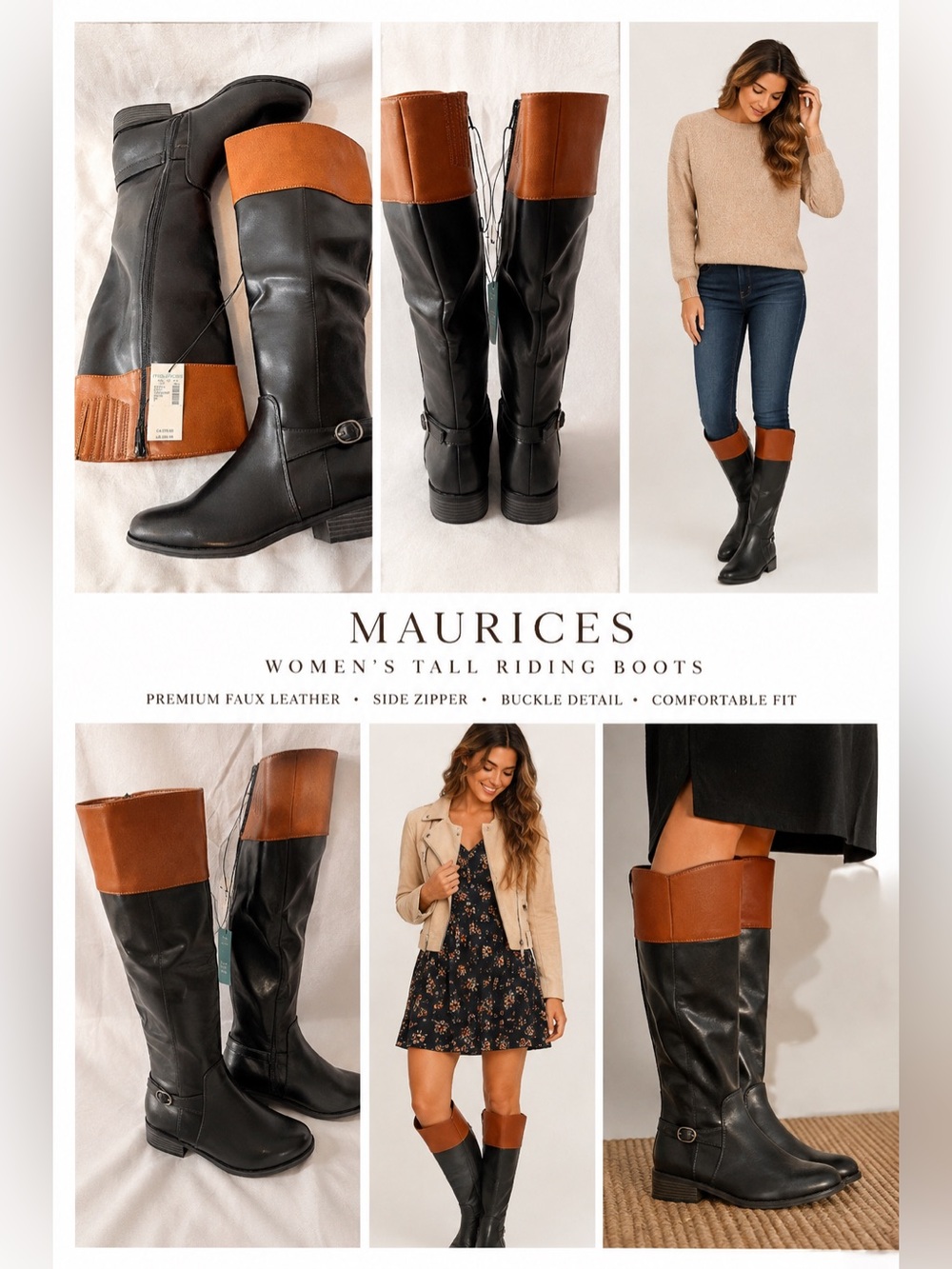 Maurices Two-Tone Black and Brown Over-the-Knee Boots